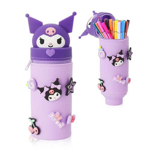 PATPAT Kawaii Pencil Pouch Pen Holder for Girls Sanrio Cartoon Kuromi Silicone Pencil Pouch DIY Fun Pen Holder with Kuromi Charms School Stationeries Bag Birthday Gift Christmas Gift for Girls PATPAT Kawaii Pencil Pouch Pen Holder for Girls Sanrio Cartoon Kuromi Silicone Pencil Pouch DIY Fun Pen Holder with Kuromi Charms School Stationeries Bag Birthday Gift Christmas Gift for Girls